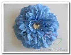 [A-007298] Blauwe Gerbera Zijdenbloem Strass diamantjes 4 cm