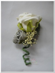 [A-008722] Corsage Roos CremeWit + Grijs CPR129 Maatwerk