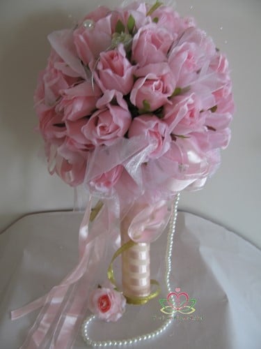 [A-008809] Bruidsboeket Zijdenrozen Luxe 1027 Pink