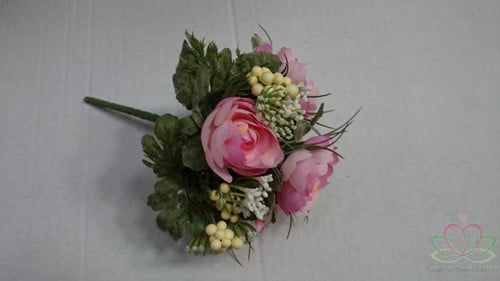 [A-011067] Bruidsmeisjesboeket Ranonkel Zijden frost Roze 