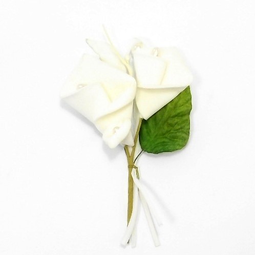 [A-012175] Corsage Bruidegom Double Calla Pearl Ivory foam 16 cm per stuk niet helemaal gaaf