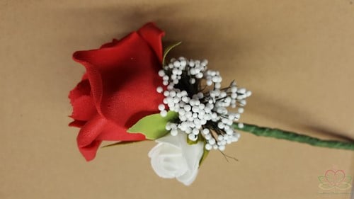 [A-012206] Corsage Roos EmiliaRood/Wit/Wit CEM152 Maatwerk