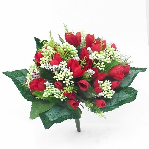 [A-012310] Krokusboeketje met besjes Rood Zijdenbloem per stuk