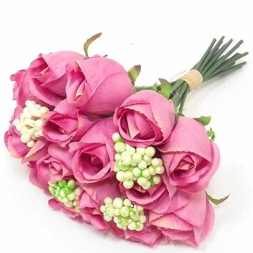 [A-012312] Donker Rozen + besjes 30 cm pak 16 rozen + bestakjes Boeket Grote Rozen