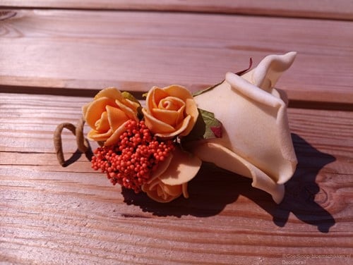 [A-015859] Corsage Roos Autumn CPA 859 Cava Oker Orange Maatwerk