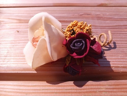 [A-015872] Corsage Roos Autumn CPA 872 Cava Bordeaux Oker Maatwerk