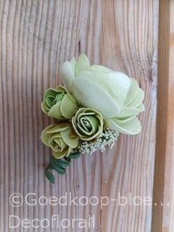[A-015920] Corsage Ranonkel CRR 920 Cool Groen Olijf Creme Maatwerk