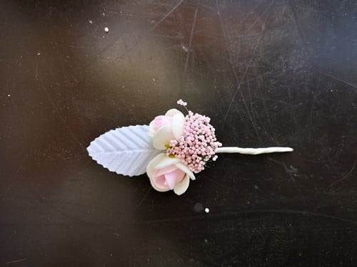 [A-024283] Corsage Simply CremeRoze en Wit blaadje Maatwerk