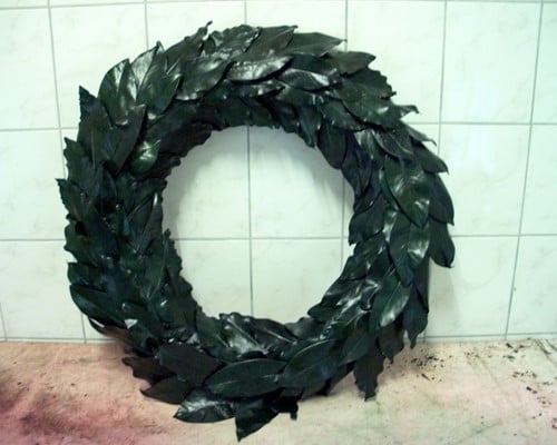[A-015528] Bladkrans Geprepareerd Magnoliablad Groen Herdenkingskrans 60 cm