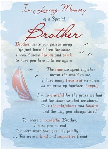 [A-023623] Rouwkaart herdenkingskaart ILM of a Special Brother 16.5 x 12 cm 