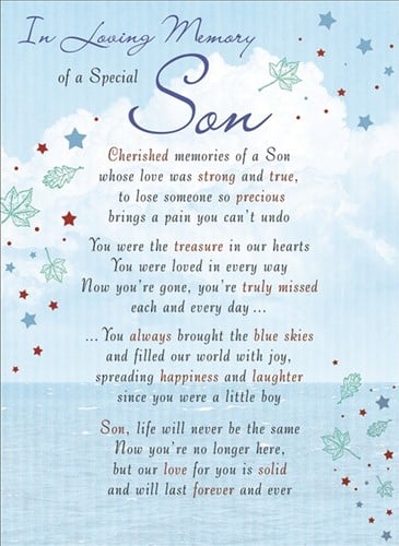 [A-023625] Rouwkaart herdenkingskaart ILM of a Special Son 16.5 x 12 cm 