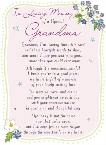 [A-023627] Rouwkaart herdenkingskaart ILM of a Special Grandma 16.5 x 12 cm 