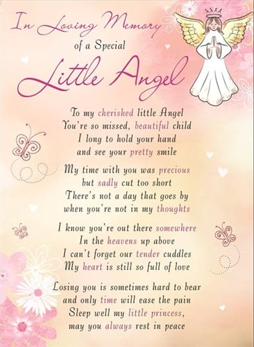 [A-023643] Rouwkaart herdenkingskaart ILM of a Special Little Angel 16.5 x 12 cm 