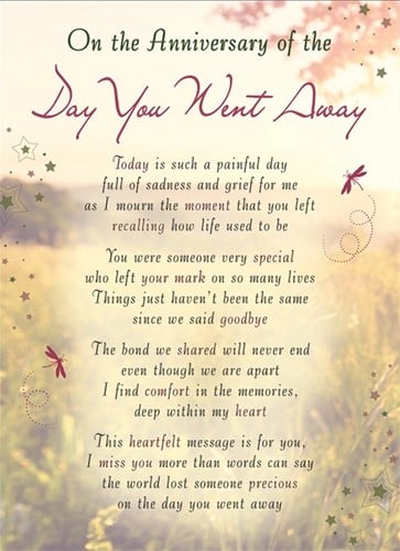 [A-023646] Rouwkaart herdenkingskaart The Day You Went Away 16.5 x 12 cm 