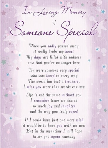 [A-023649] Rouwkaart herdenkingskaart ILM Someone Special 16.5 x 12 cm 