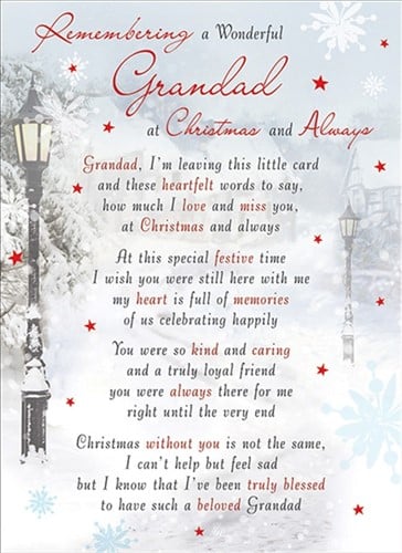 [A-023657] Rouwkaart herdenkingskaart A Wonderful Grandad Christmas & Always 16.5 x 12 cm 