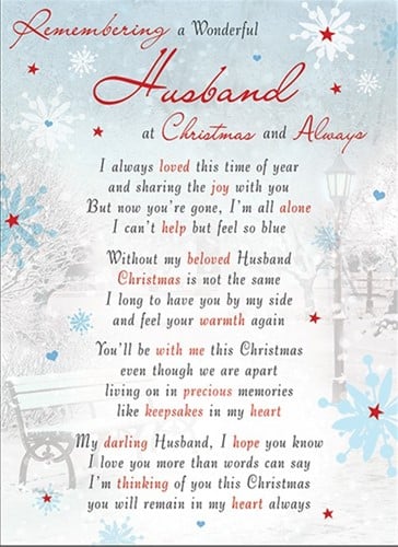 [A-023658] Rouwkaart herdenkingskaart A Wonderful Husband Christmas & Always 16.5 x 12 cm 