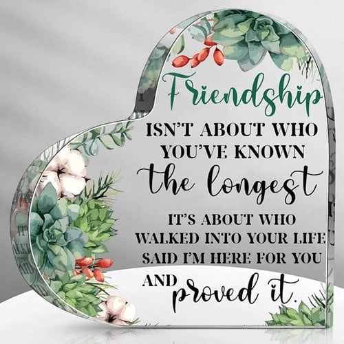 [A-025875] Hart van Epoxy met Bloemen Friendship isn't about who you've known 10*1 cm Persoonlijk aandenken