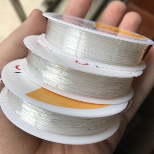 [A-017789] Nylon draad pareldraad transparant elastisch 0.8 mm per rol