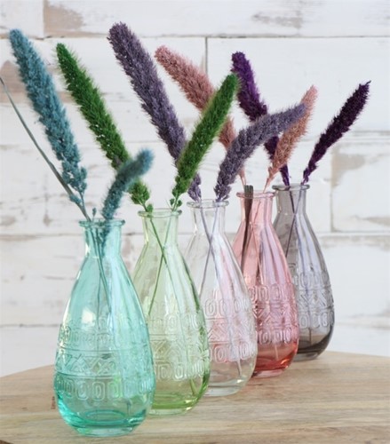 [A-022831] Gekleurd Glazen Flesje Rome Soft Groen Lichtgroen Ø7,5 cm H15,8 cm per stuk