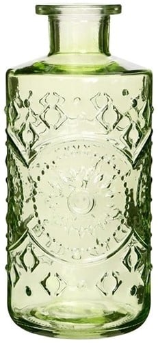 [A-023432] Gekleurde Glazen Fles Berlin Soft Groen ook geschikt als olielamp Ø9 cm H21 cm per stuk