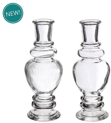 [A-024059] Gekleurd Glazen Flesje Venice Vaasje Kandelaar Clear Ø5,7 cm H15,5 cm per stuk