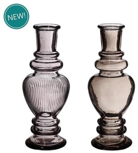 [A-024075] Gekleurd Glazen Flesje Venice Vaasje Kandelaar Grey Ø5,7 cm H15,5 cm per stuk