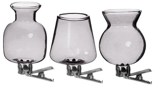 [A-024108] Gekleurd Glazen Flesje Clipper Grijs Set 3 stuks met Clip