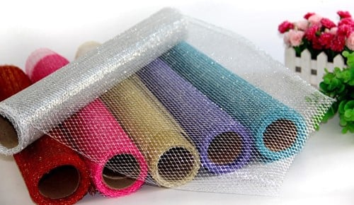 [A-012257] Decomesh met glitter Lila Violet 50 cm 5 yard voor kransen en inpakken