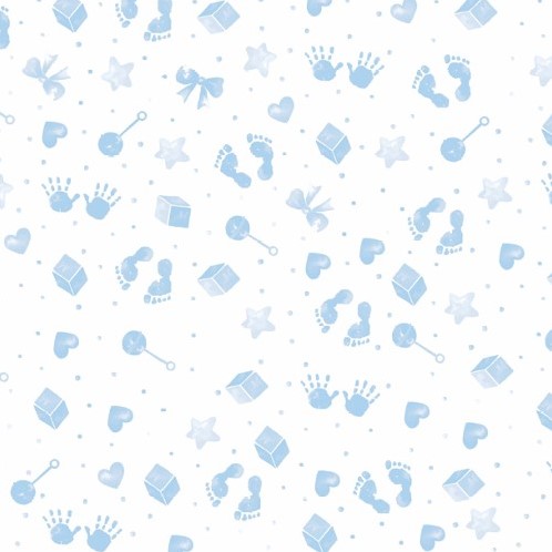 [A-015967] Cellofaanfolie Bloemenfolie Inpakfolie Babyprints Blue 80 cm x 100 meter