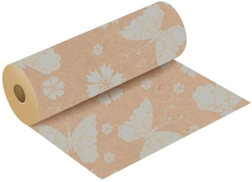 [A-024142] Bloemenpapier cadeaupapierkraftpapier Butterfly Licht Zilver Natural rol 50 cm x 3 kg
