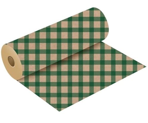 [A-024149] Bloemenpapier cadeaupapierkraftpapier Gingham Rood Natural rol 50 cm x 3 kg