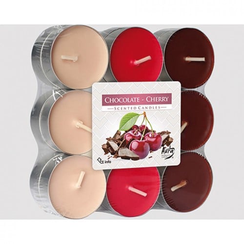 [A-014892] Waxinelichtjes geurlichtjes theelichtjes Cherry 18 stuks 3 varianten
