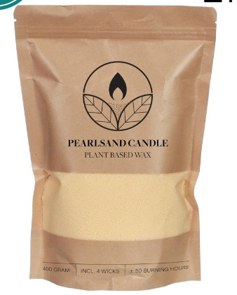 [A-026061] Kaarsenzand Pearl Sand Creme inclusief 4 lonten 400 g