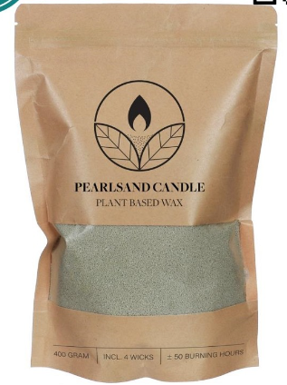 [A-026062] Kaarsenzand Pearl Sand Light Groen inclusief 4 lonten 400 g