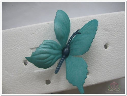 [A-009313] Vlinders van foam Aqua 6 cm Doos 36 stuks
