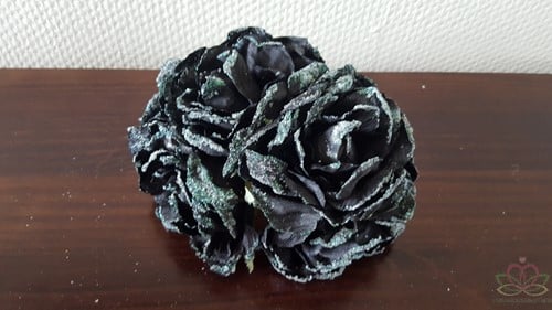 [A-011921] Zijden Roos Wrinkle Bundel Sugar Zwart per bundel