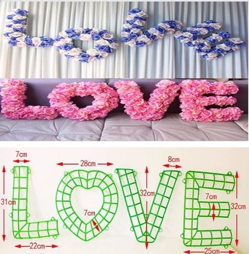 [A-015238] Frame raster Bloemen LOVE set