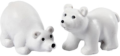 [A-016509] Mini dieren Wit ijsberen 30x45 mm set van 2 stuks