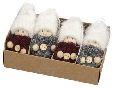 [A-019061] Meisjes kabouter hangers Rood Grijs 7 cm set van 4 stuks