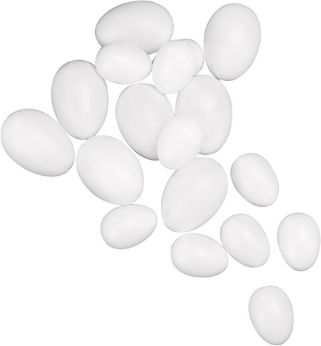 [A-010787] Plastic Eieren Wit 3,8 cm zak 50 stuks