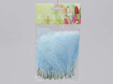 [A-013148] Veren Echte veertjes LichtBlauw 48 stuks