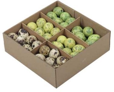 [A-017038] Kwarteleitjesmix Donkergroen doos 72 stuks uitgeblazen voor decoratie
