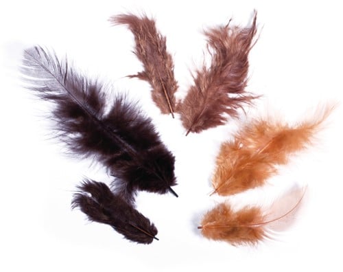 [A-019697] Veertjes Echte veertjes Mengsel Bruintinten 10 gram
