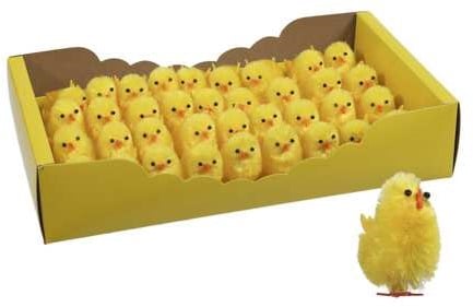 [A-022182] Chenille kuikentjes Geel 4 cm doos 36 stuks