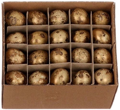 [A-022898] Kwarteleitjes Goudwash doos 60 stuks uitgeblazen voor decoratie