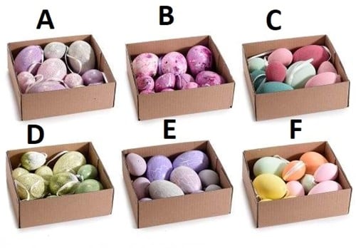 [A-023829] Gekleurde kippeneieren kunststof hangers mix D 10 stuks