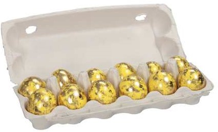 [A-025537] Kippeneieren Goud Spikkel Geel leeggeblazen voor decoratie doos 12 stuks