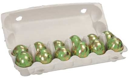 [A-025538] Kippeneieren Goud Spikkel Groen leeggeblazen voor decoratie doos 12 stuks