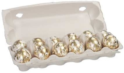 [A-025541] Kippeneieren Goud Spikkel Wit leeggeblazen voor decoratie doos 12 stuks